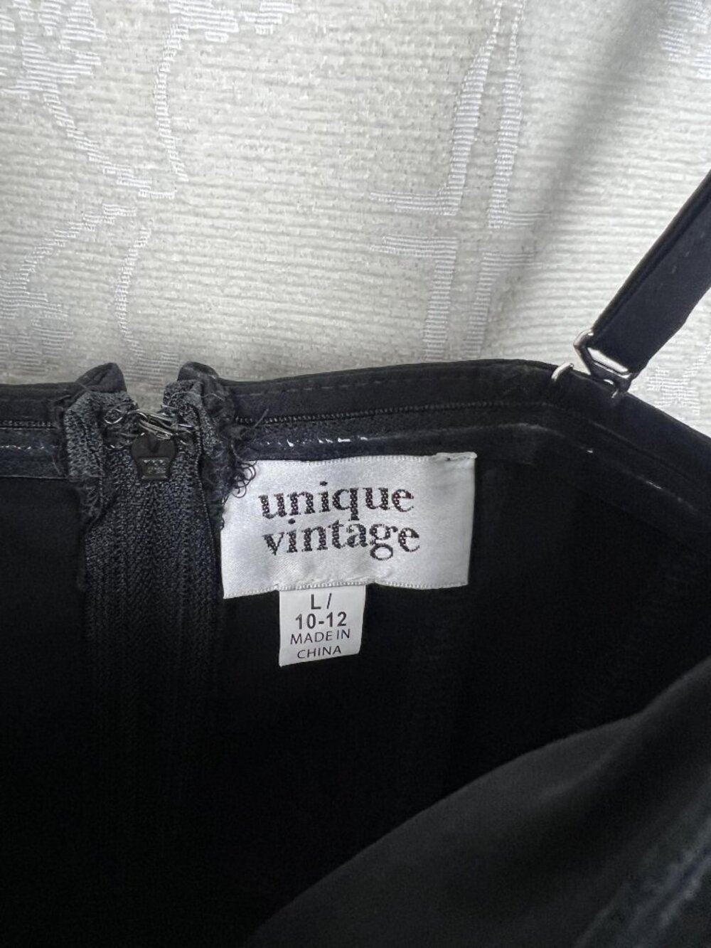 Unique Vintage corset-style black jumpsuit stretch cropped retro pinup vamp L - Picture 8 of 10